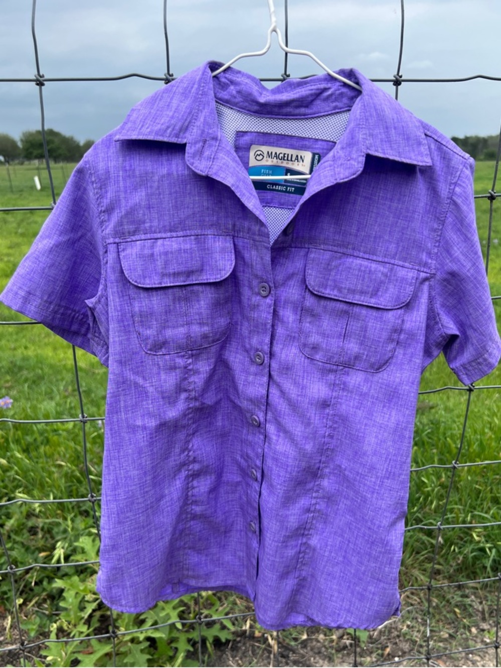 Magellan Outdoors Kids Bright Purple Short-Sleeve Button-Down